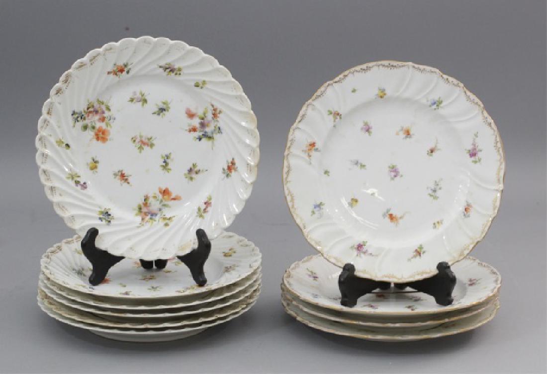 10 Floral Pocelain Plates Incl. Dresden, Germany (1 of 9)