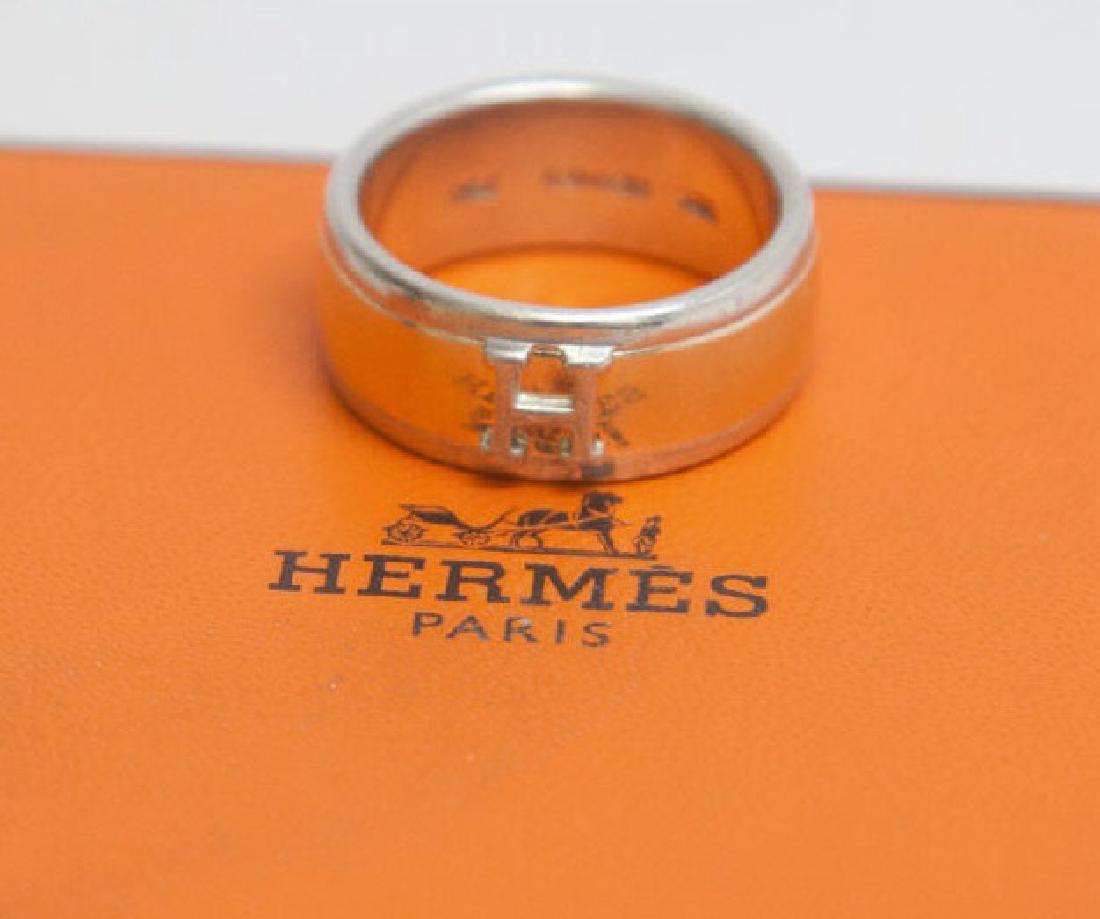Hermes 18k Gold & Sterling Silver H Ring in Box (1 of 7)