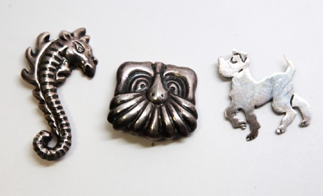 3 Vintage Mexico Sterling Silver Figural Brooches (1 of 7)