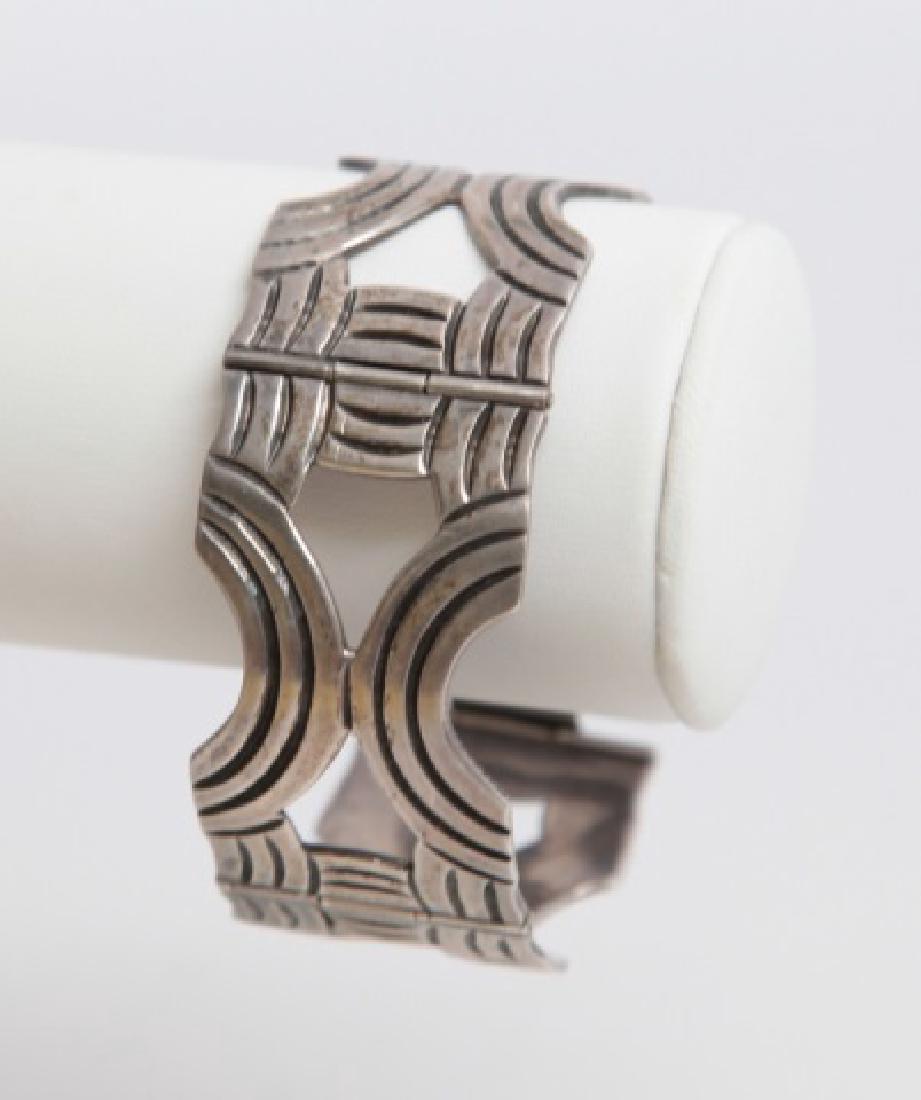 Vintage Mexico Sterling Panel Bracelet & Earrings (1 of 4)