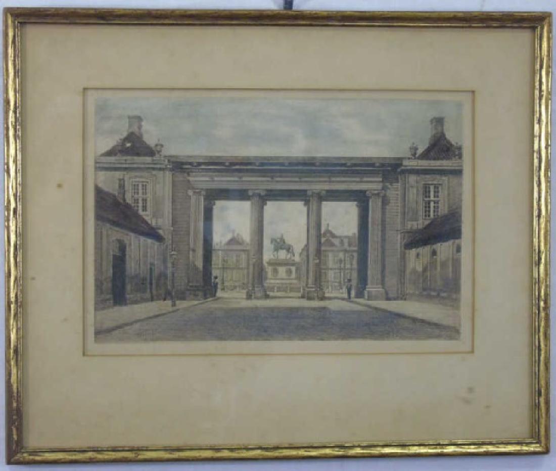 Antique English Signed Architectural Engraving (1 of 3)