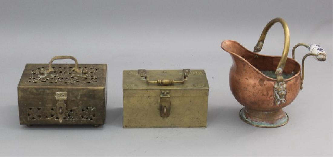Trio of Brass & Copper Pieces, Incl 2 Latch Boxes (1 of 10)
