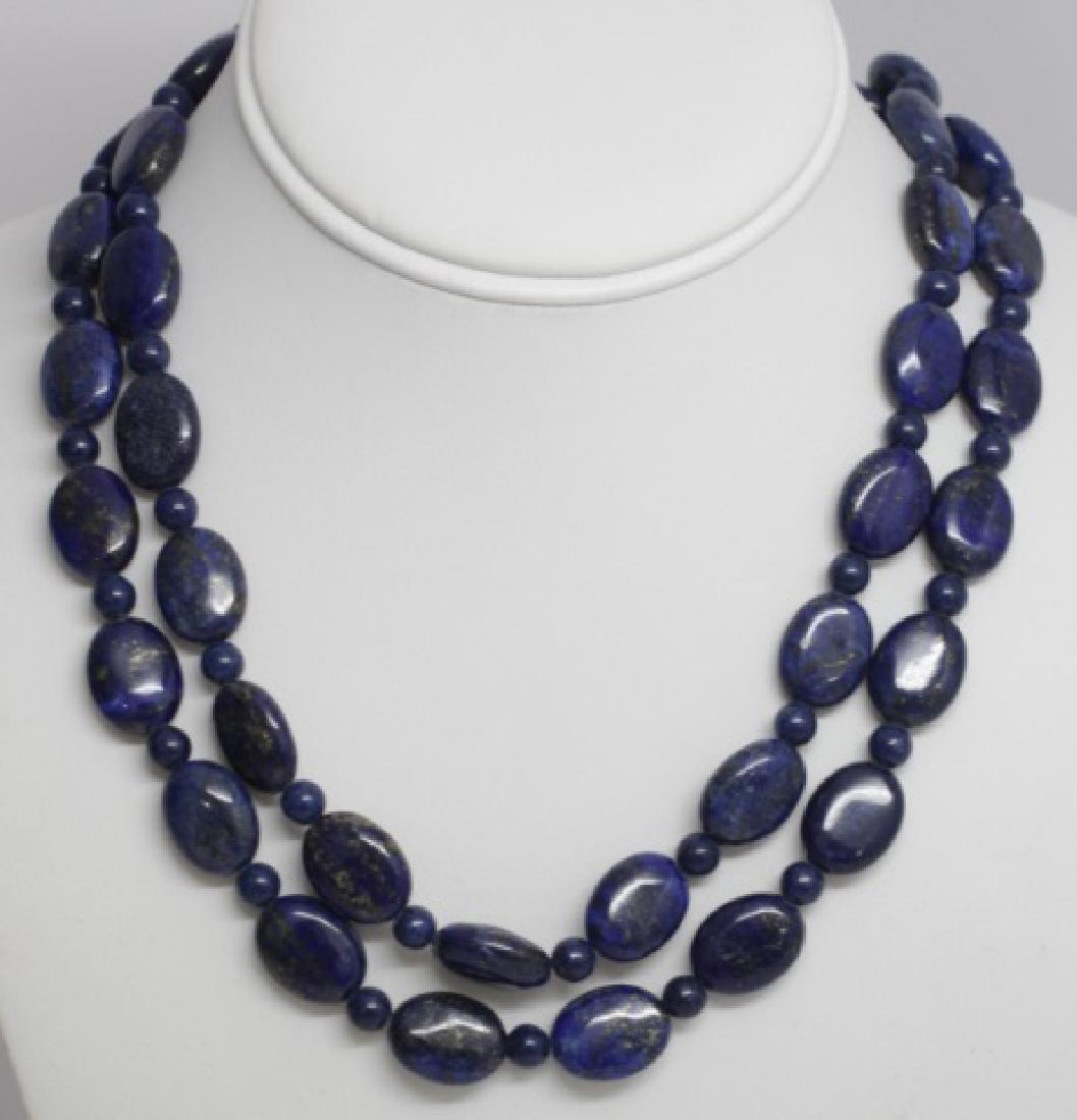 Pair of Carved Lapis Lazuli Bead Necklace Strands (1 of 7)