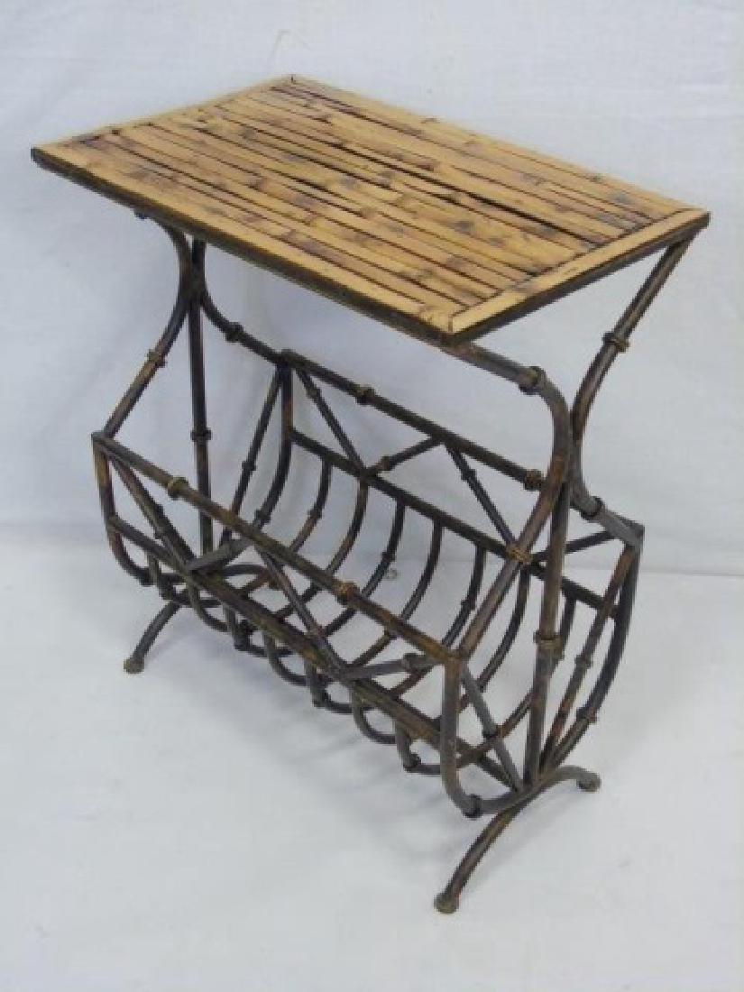 Contemporary Iron & Wood Magazine Stand/ End Table (1 of 2)