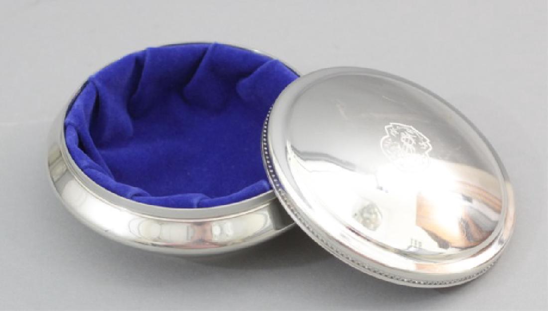Vintage Tiffany Velvet-Lined Handcraft Pewter Box: Vintage Tiffany Handcrafted Pewter Box, Velvet-Lined and lidded. Measures 1.5 x 4.5 inches.