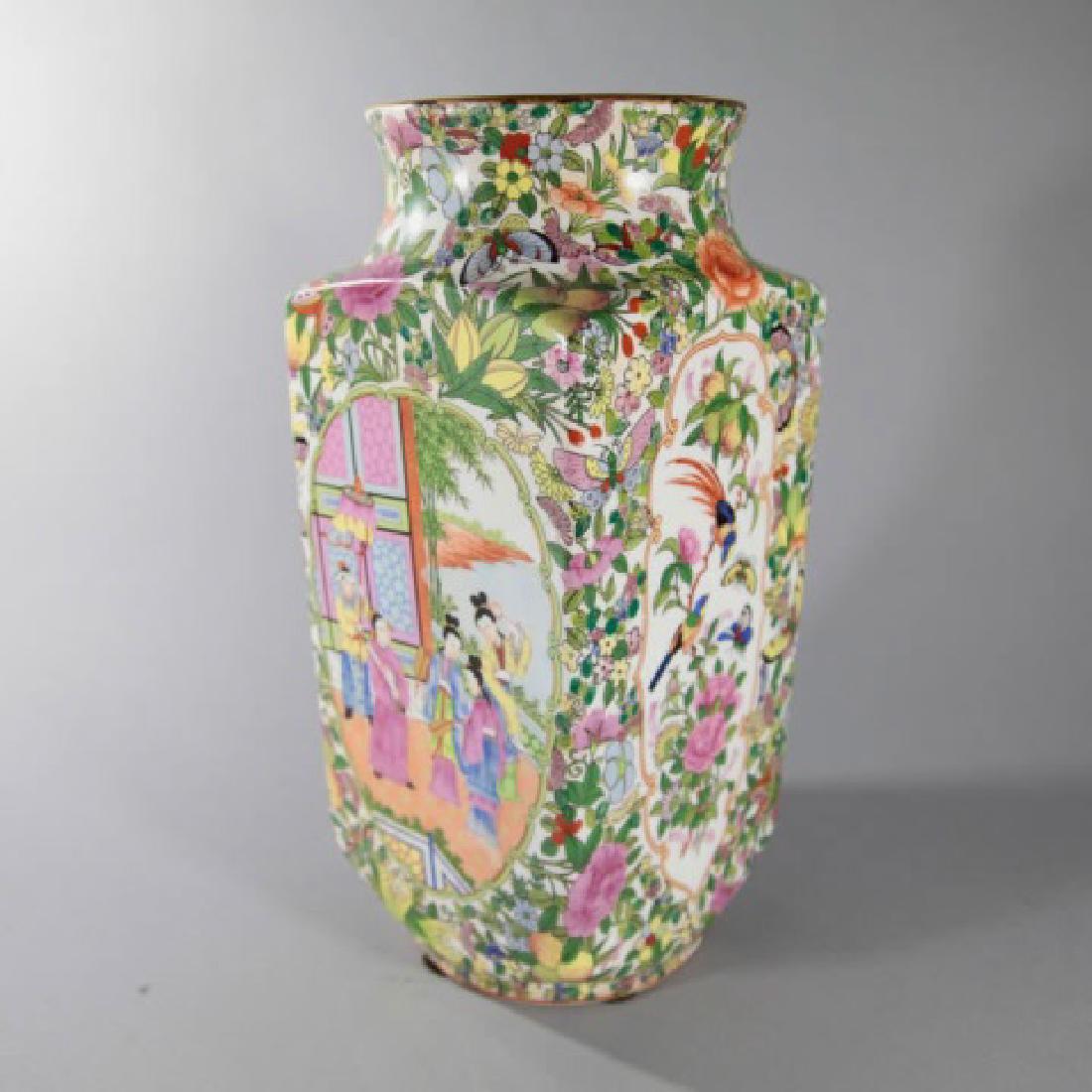 Square Shaped Colorfully-Painted Oriental Vase (1 of 3)