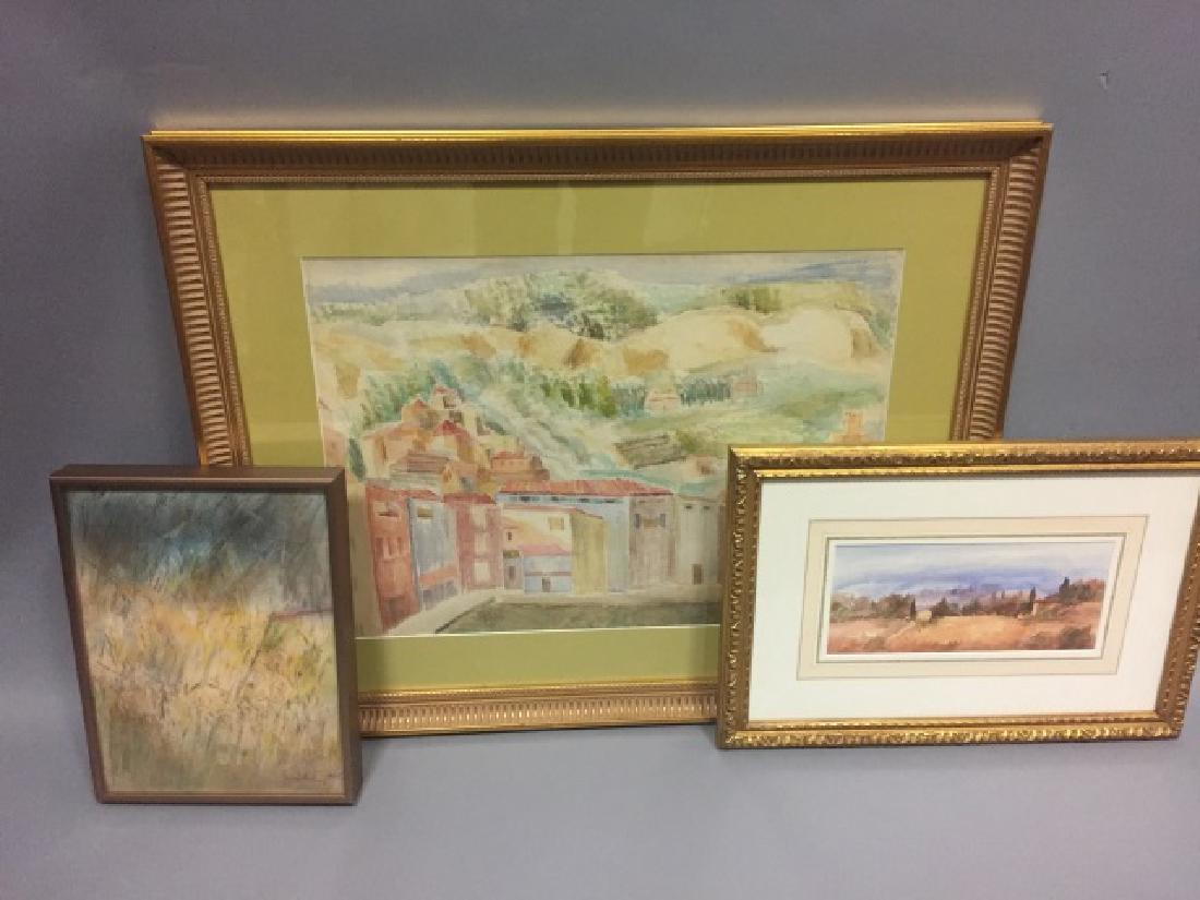 Trio of Signed Pastel & Watercolor Art Pieces (1 of 5)