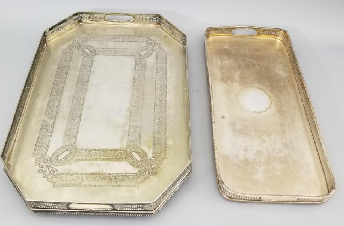 Two Silver Plate English Style Trays w Galleries (1 of 10)
