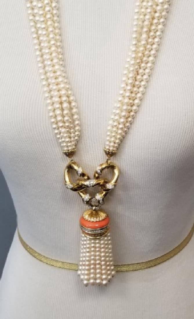 Impressive Coral Pearl 1.75 Carat Diamond Necklace (1 of 10)