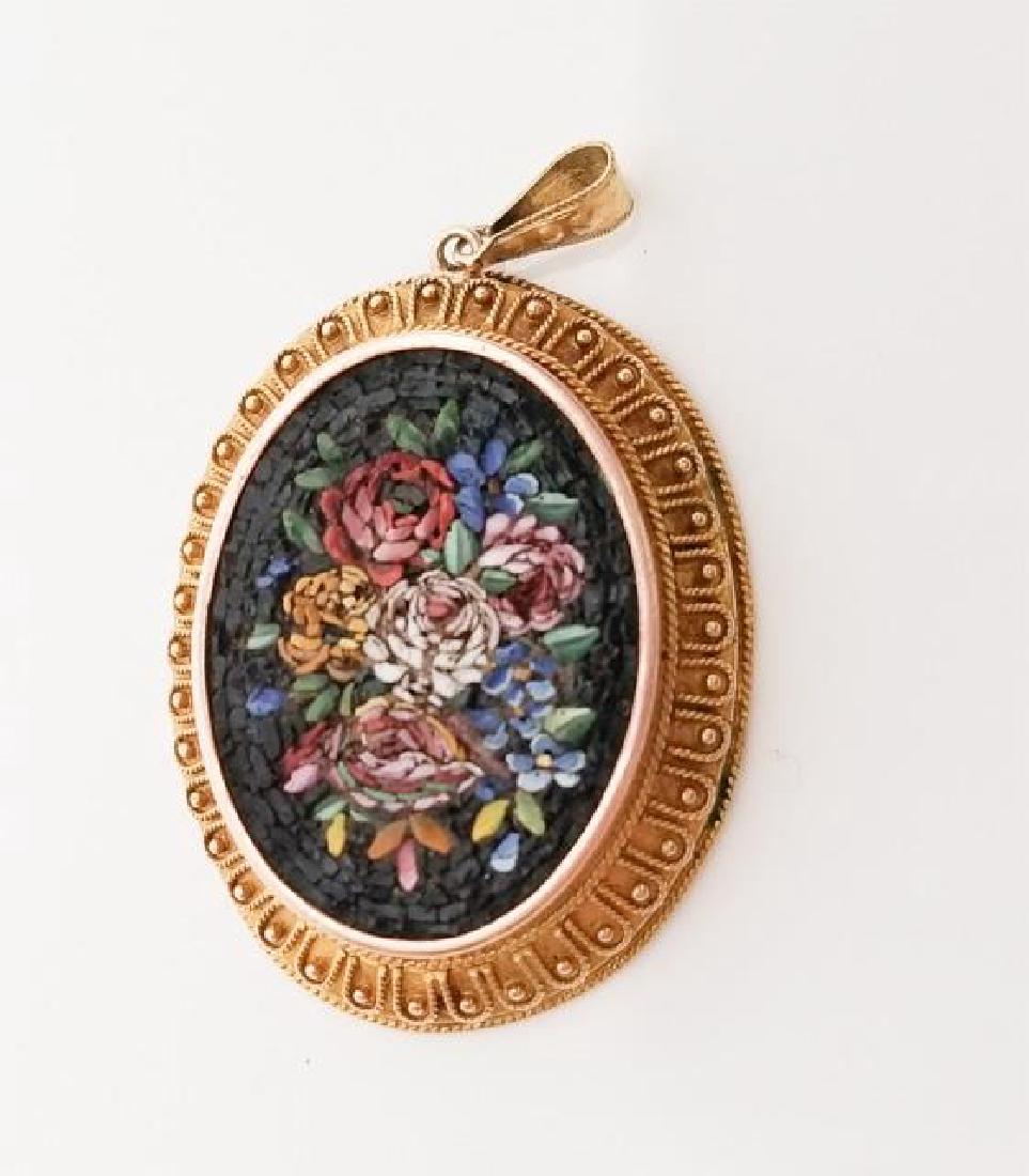 Antique Victorian 19th C 14kt Gold Micro Mosaic (1 of 5)