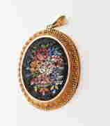 Antique Victorian 19th C 14kt Gold Micro Mosaic (1 of 5)