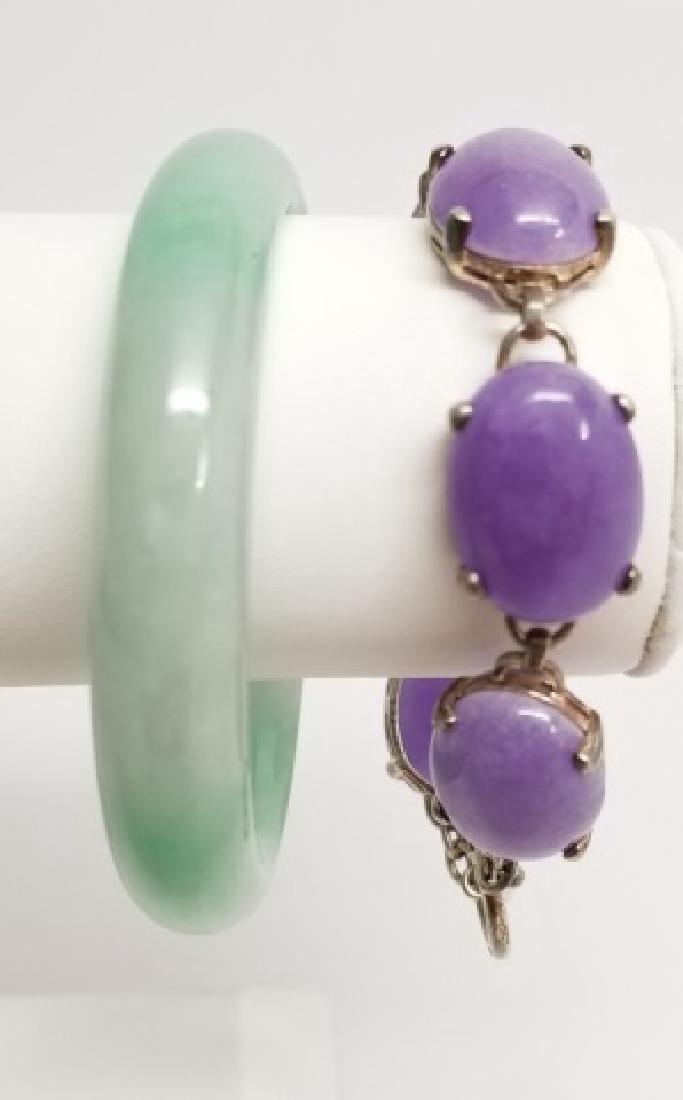 Two Bracelets - Amethyst in Sterling & Green Stone (1 of 10)