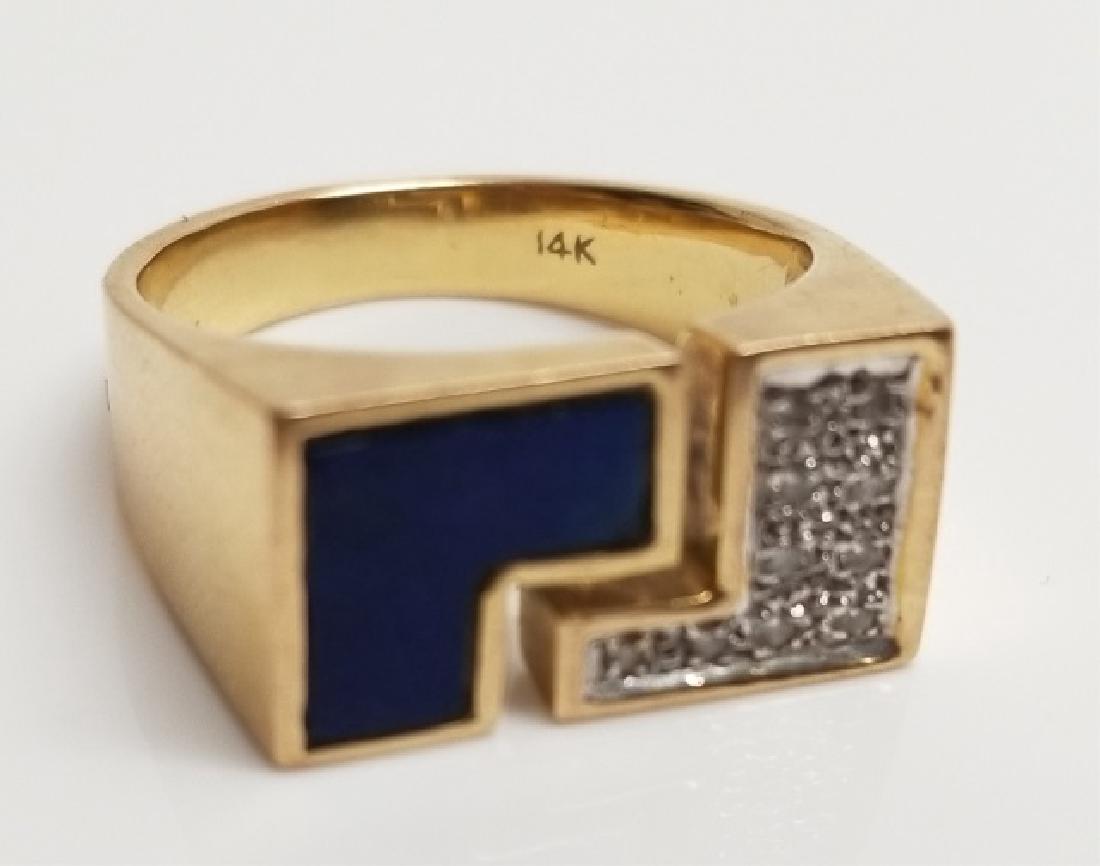 Estate Retro 14kt Gold Diamond & Lapis Lazuli Ring (1 of 7)