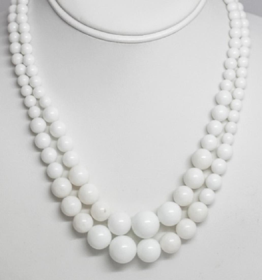 Pair White Hardstone Graduated Bead Necklaces (1 of 6)