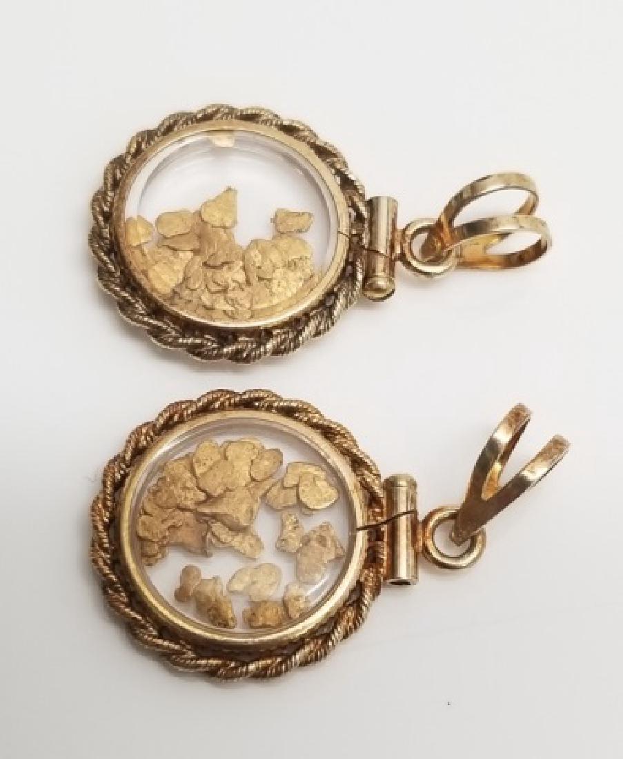 Pair Vintage Glass Front Pendant w Real Gold Flake (1 of 4)
