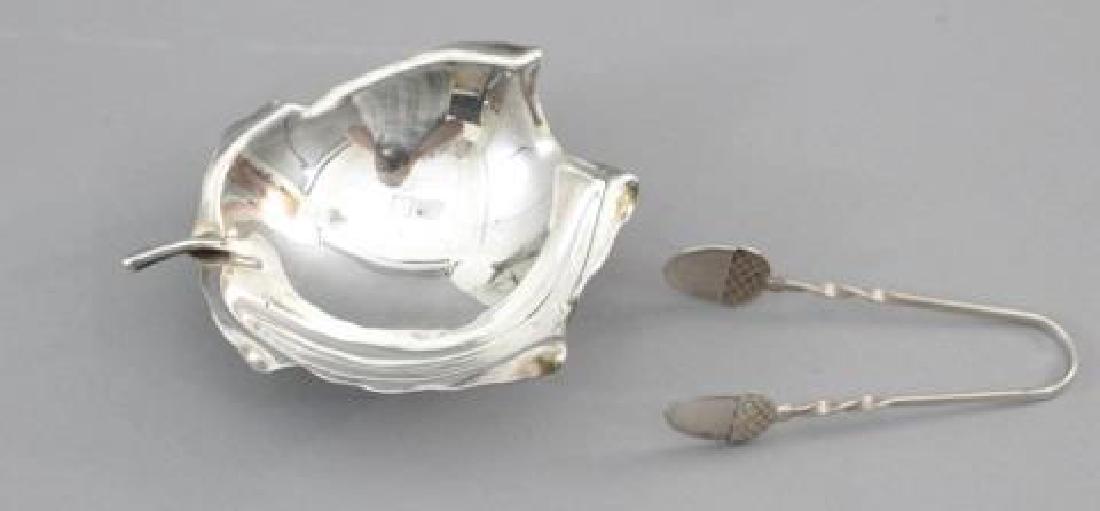 Sterling Bailey Banks Leaf Dish & Acorn Tip Tongs (1 of 7)