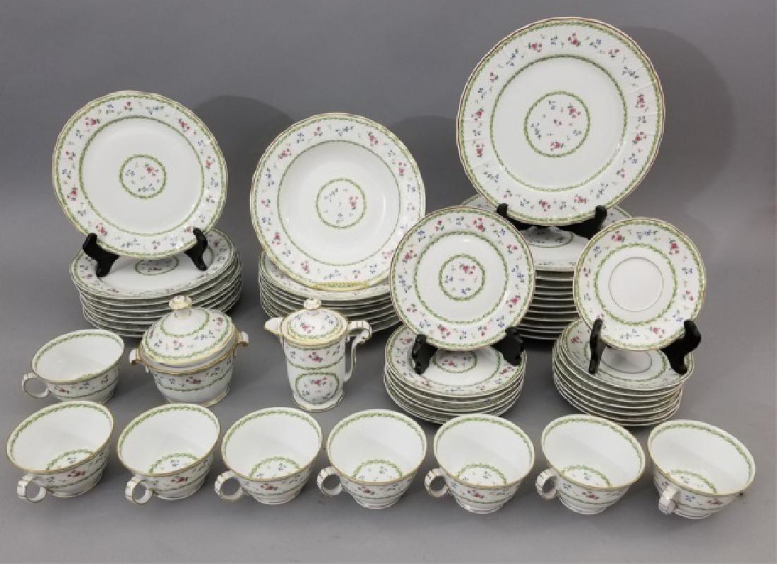 Collection of Bernardaud Limoges Porcelain: Collection of Bernardaud Limoges Porcelain, Artois Vert. 53 Pieces total, including 27 plates and 8 bowls. Largest dinner plate measures 10 inches across.