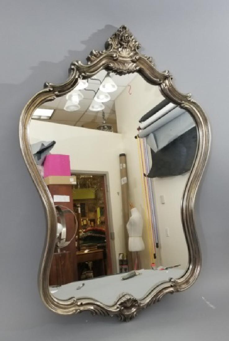 Contemporary Silver Tone Rococo Style Wall Mirror (1 of 5)