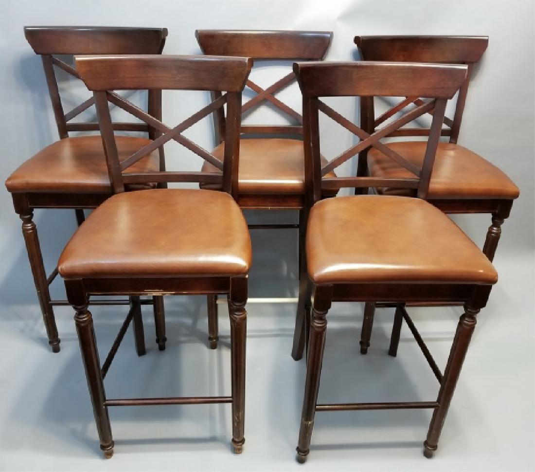 5 Contemporary Wood Leather Bar / Counter Stools (1 of 7)