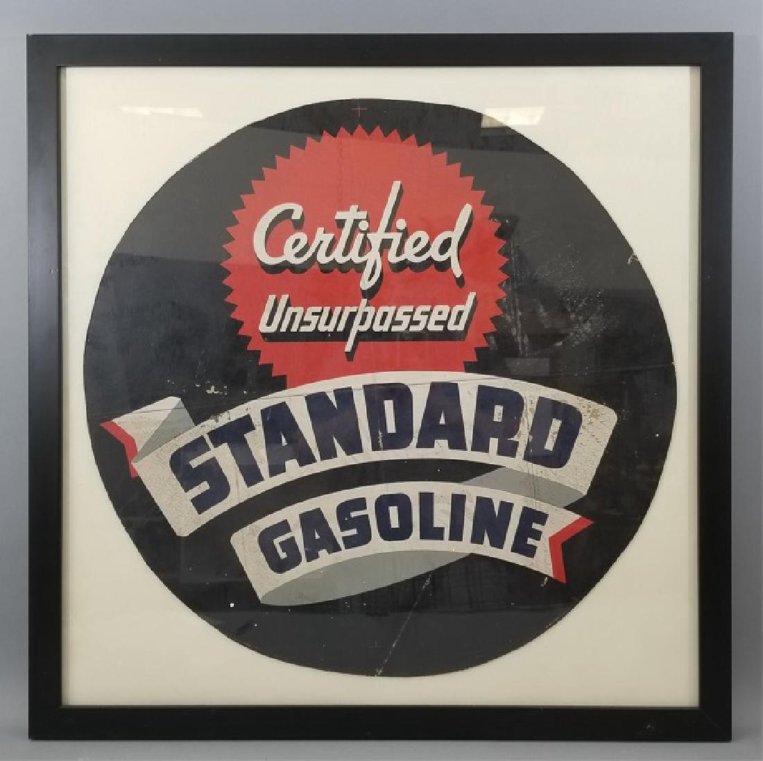 Framed Vintage Painted Canvas Standard Gasoline (1 of 10)