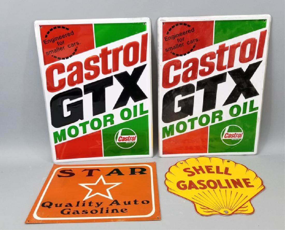 4 Vintage Metal Oil & Gas Signs incl Shell Castrol (1 of 10)