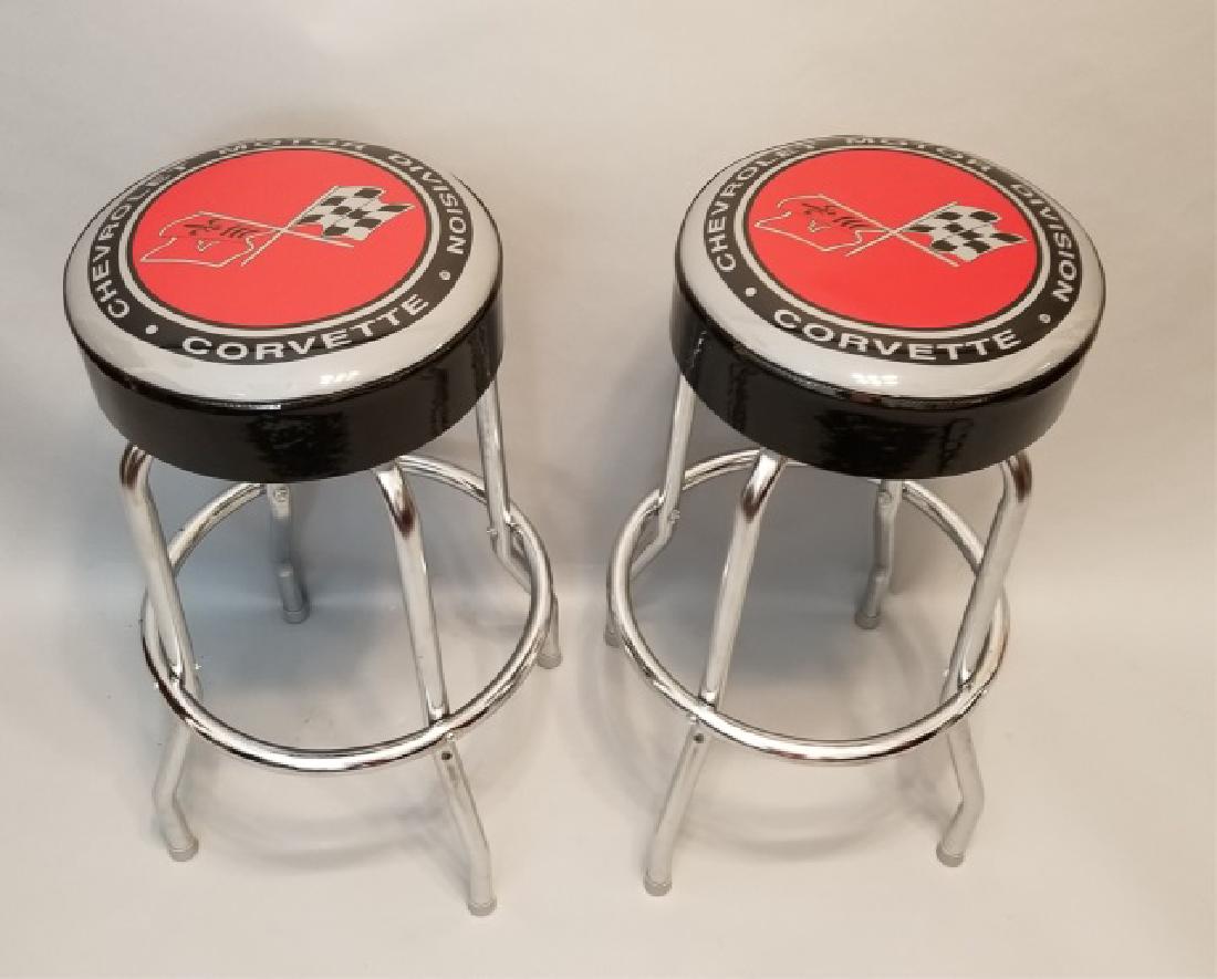 Pair Contemporary Chrome Leg Corvette Bar Stools (1 of 8)