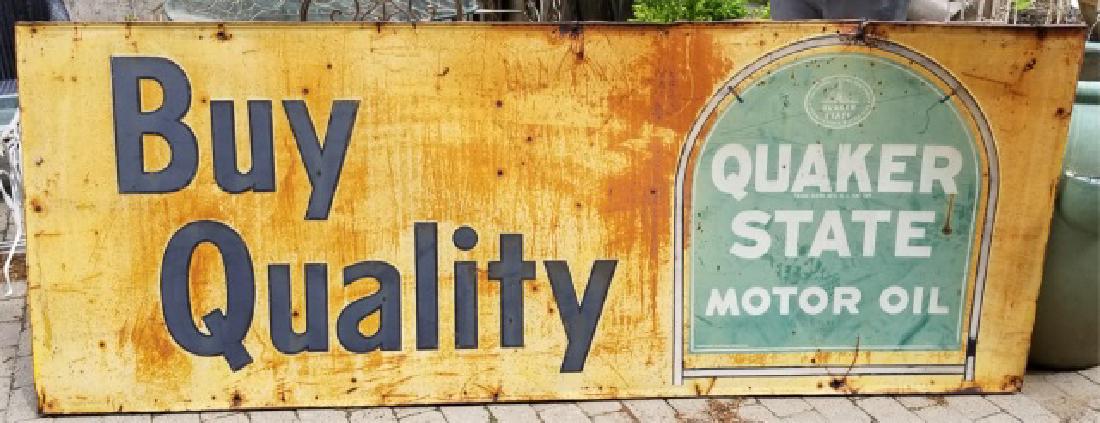 Huge Vintage Metal Quaker State Motor Oil Sign (1 of 10)