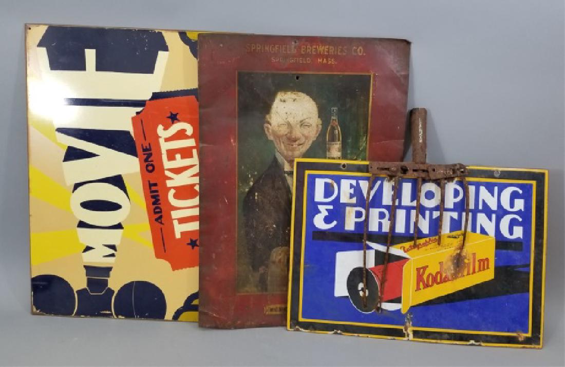 3 Vintage Enameled Tin Advertising Signs inc Kodak (1 of 10)