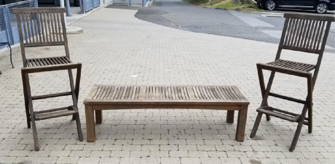 2 Teak Garden Pool Patio High Bar Stools & 1 Bench (1 of 10)