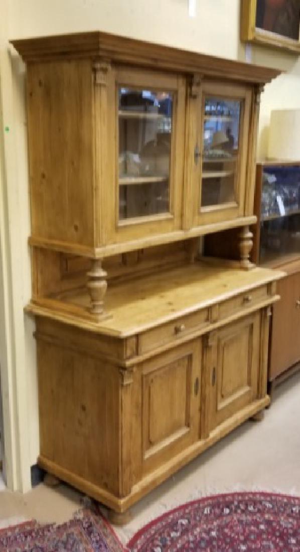 Antique 2-Piece Pine 19th C Hutch Cabinet (1 of 7)