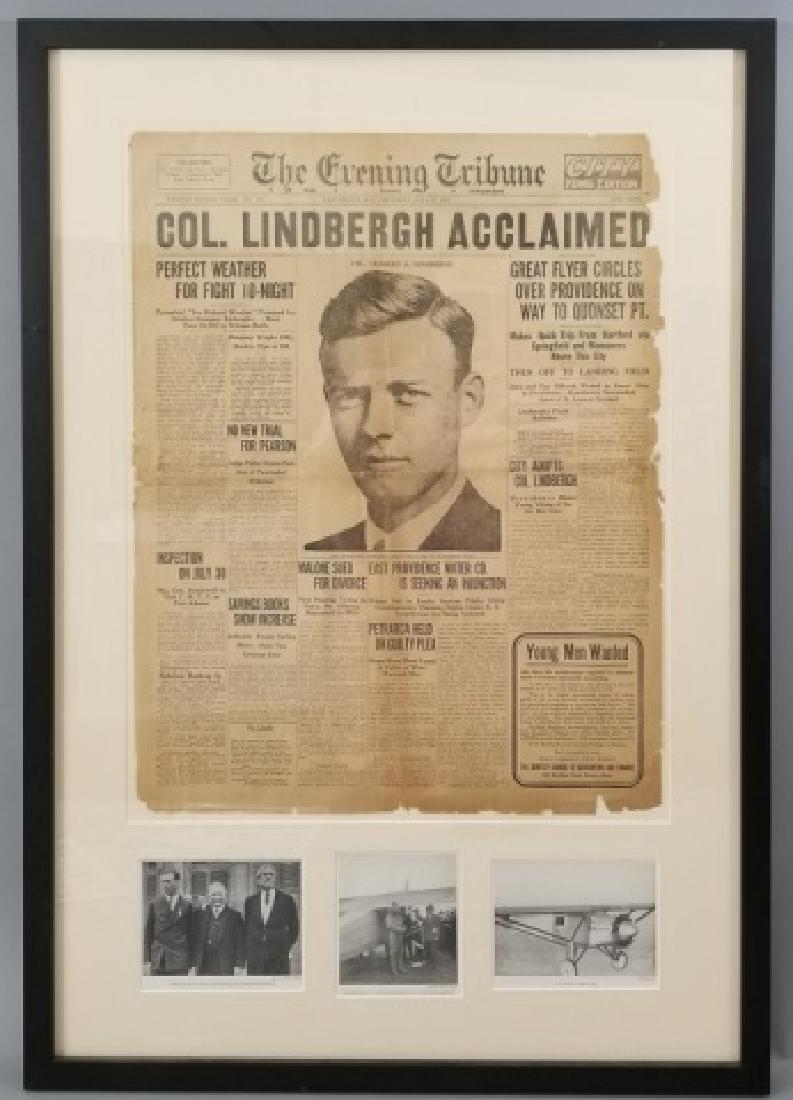 Framed 1927 Newspaper Front Page of Lindbergh (1 of 9)