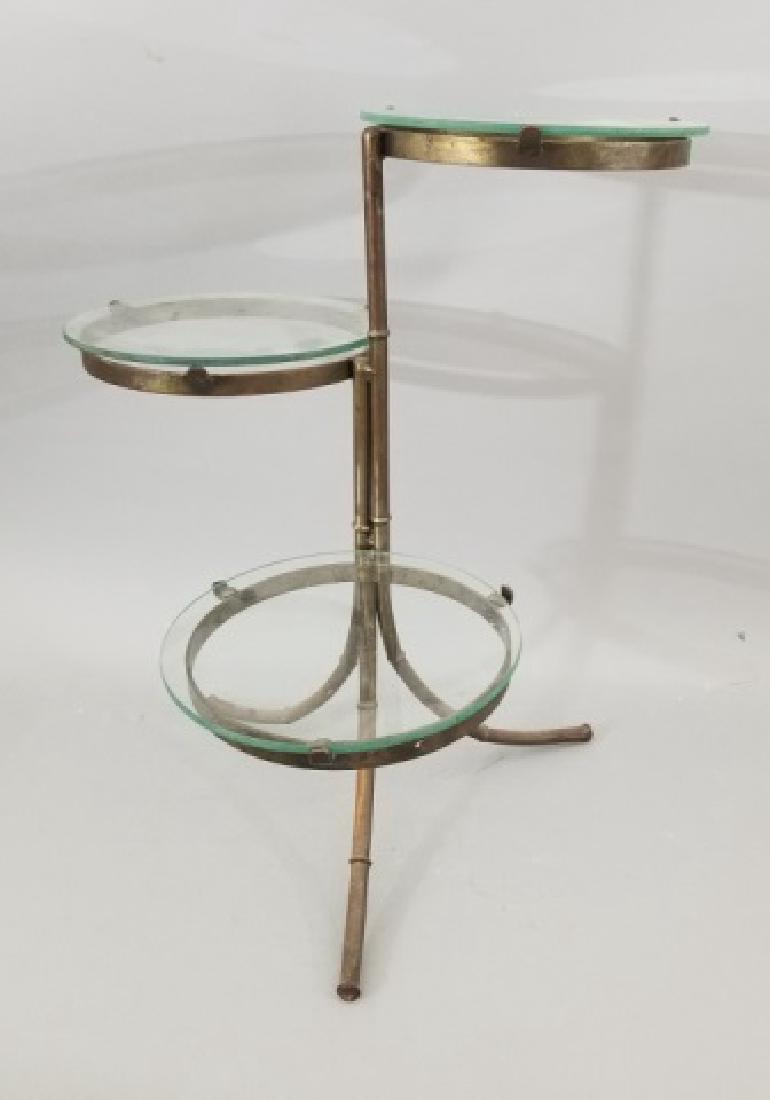 Faux Bamboo Metal & Glass Plant Stand / Pedestal (1 of 7)