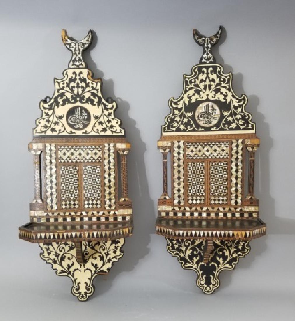 Pair Moroccan Wall-Mount Shelves MOP Inlay (1 of 7)