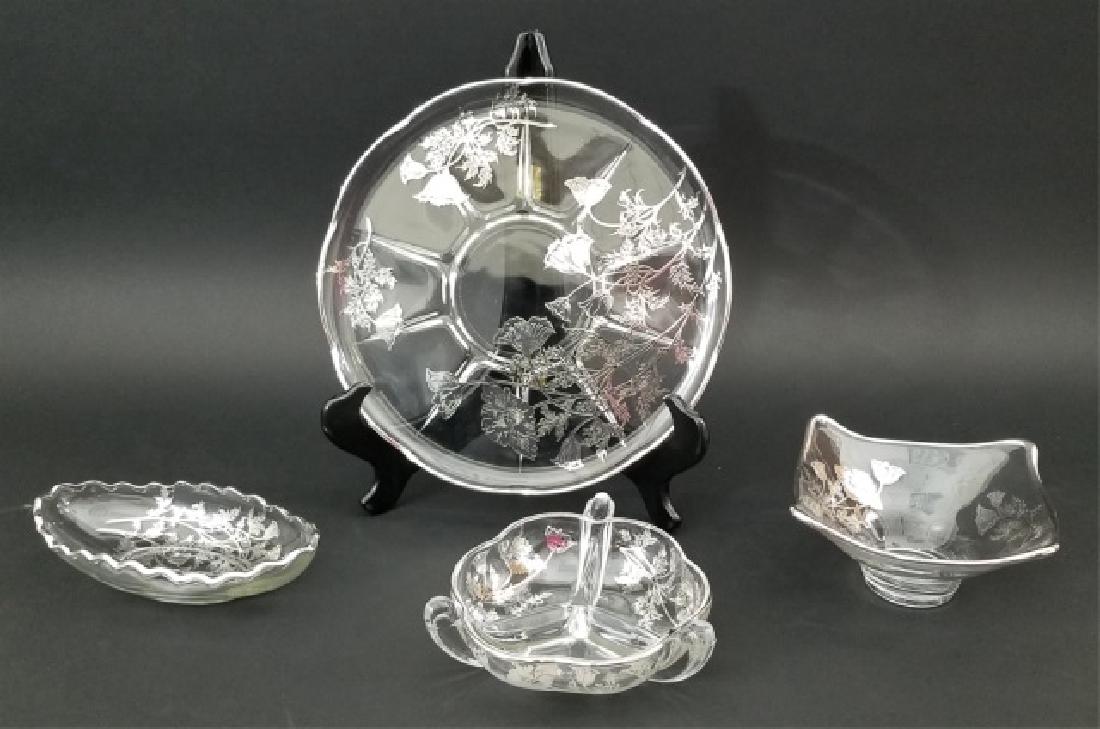 4 Items of Glass Tableware Items w Silver Overlay (1 of 10)