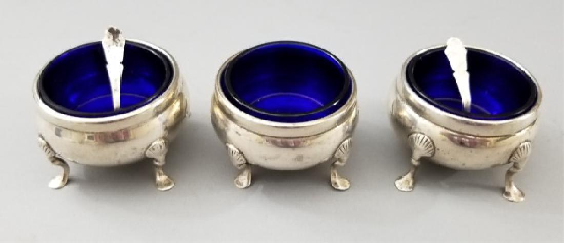 3 Georgian Style Sterling & Cobalt Salt Cellars (1 of 10)