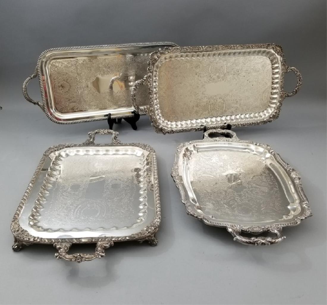 4 Rectangular Silver Plate Serving Trays Platters (1 of 10)