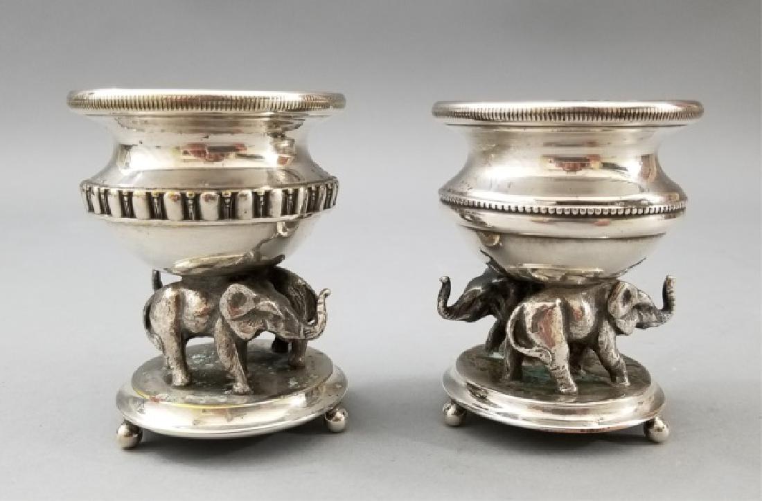 Pair Figural Elephant Silver Plate Salt Cellars (1 of 9)