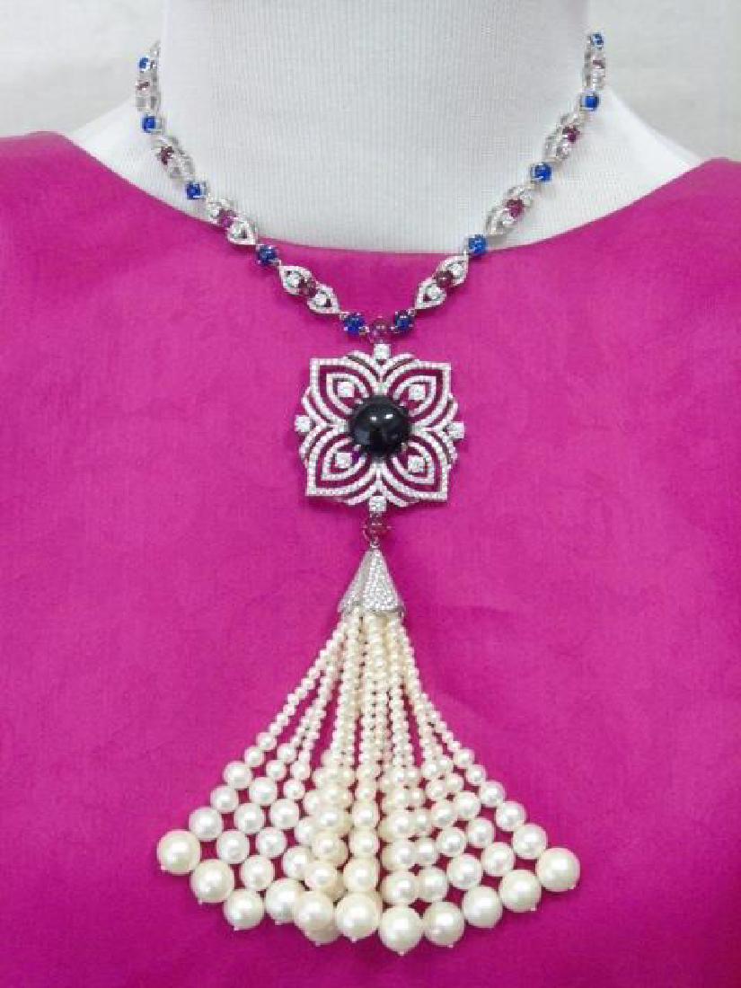 Sterling Silver & Pearl Spray Drop Necklace (1 of 8)