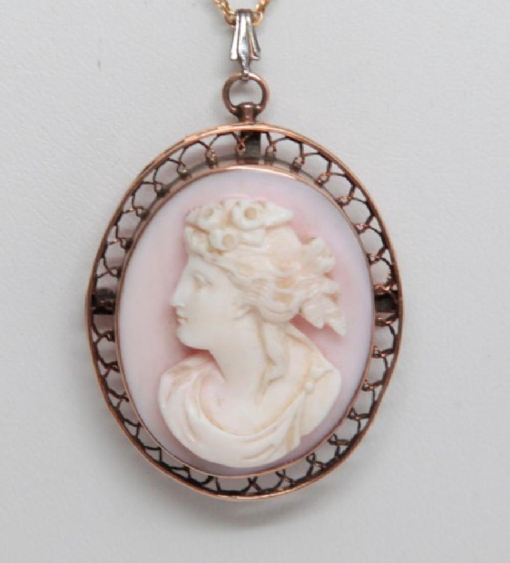 Antique 9kt Gold Cameo Pin / Pendant w High Relief (1 of 3)