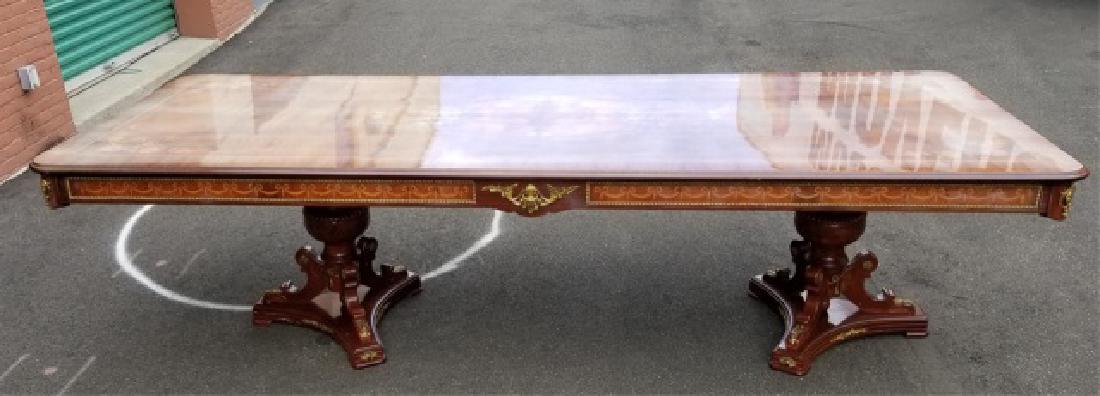 Baroque Style Double Pedestal Inlaid Dining Table (1 of 9)