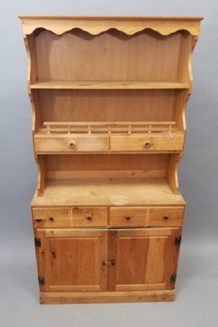 Country Antique Pine Hutch Kitchen Cupboard (1 of 9)