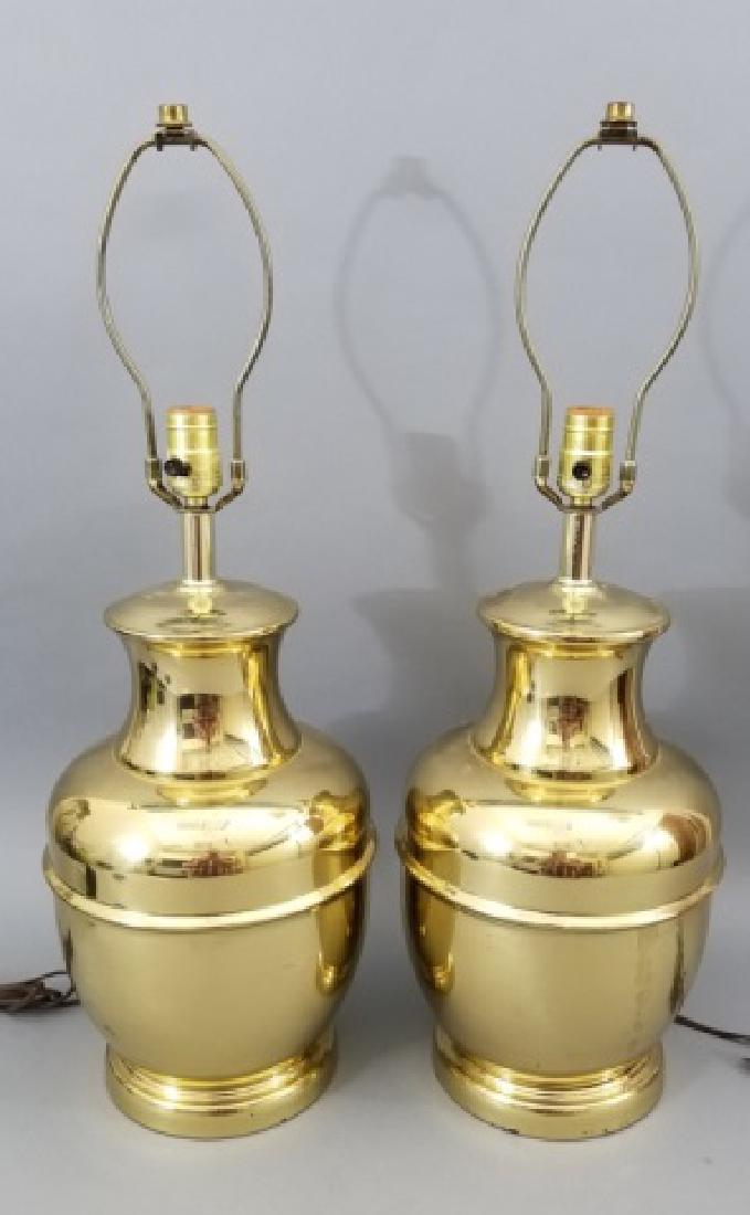 Pair Large Polished Brass Urn Form Table Lamps (1 of 5)