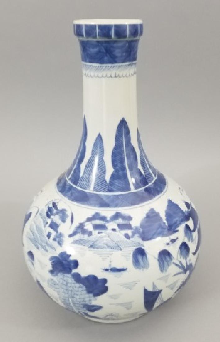 Large Chinese Canton Blue & White Porcelain Vase (1 of 6)