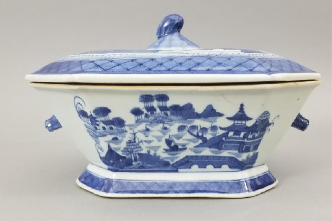 Large Chinese Canton Blue & White Porcelain Tureen (1 of 9)