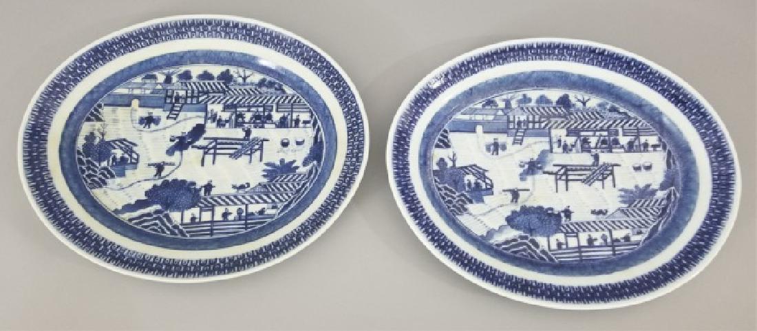 Pair Chinese Canton Oval Shape Serving Platters (1 of 8)