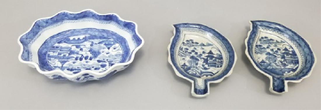Chinese Canton Porcelain Lotus Bowl & Leaf Plates (1 of 8)