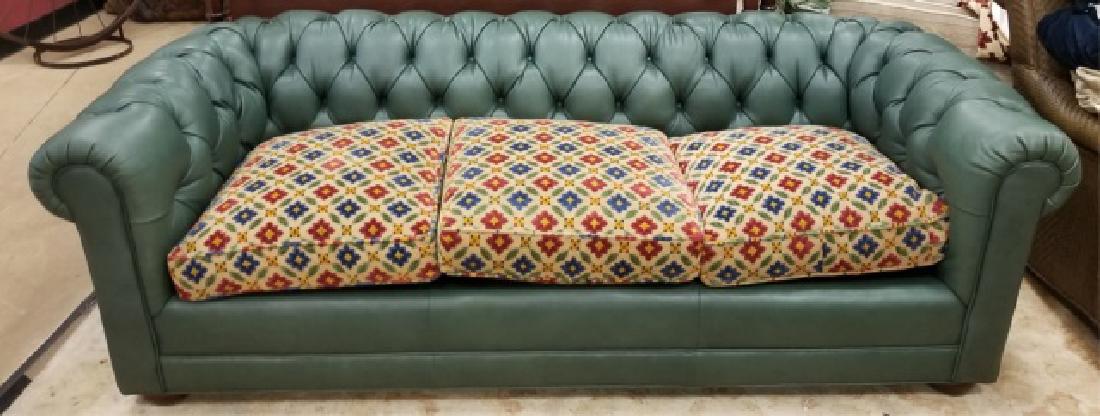 Green Leather Lewis Mittman Chesterfield Sofa (1 of 9)