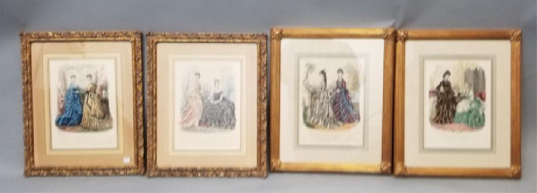 4 Gold Framed Antique French Fashion Plates (1 of 9)