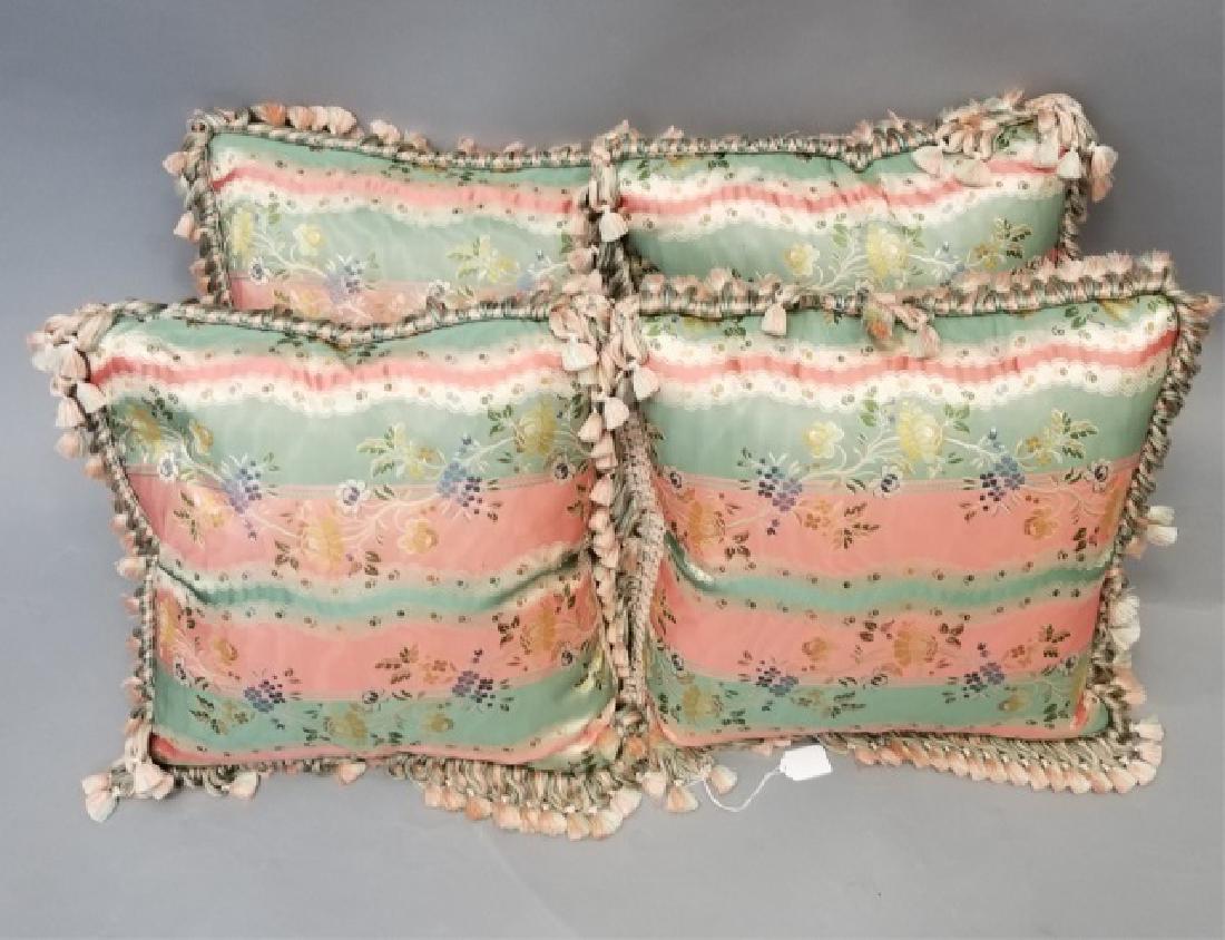 4 Designer Made Silk Throw Pillows w Down Inserts (1 of 9)