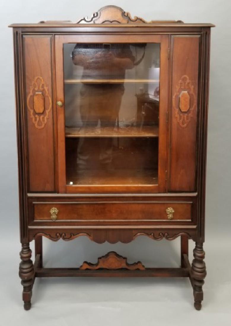 Art Deco Burl Wood & Glass Curio Cabinet (1 of 9)